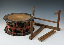 Old Vintage Japanese Traditional Drum Taiko with a stand -Traditional War Drums-