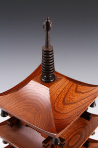 Japanese Vintage Wooden Figure FIVE STORY PAGODA Lamp 五重塔 Tsushima