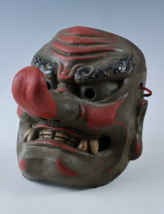 Old Vintage Japanese Paper Clay Noh Mask -Tengu- Braggart  Rare Product