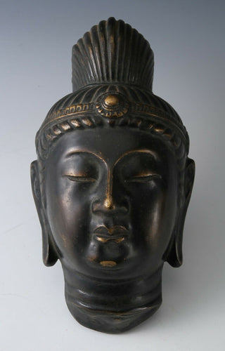 Old Vintage Beautiful Japanese Buddhism Bronze Mask -Kannon- 観音