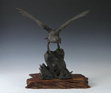 Antique Japanese Iron Hawk -Room Guardian Sculpture- Great Takaoka Product