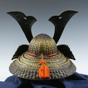 Samurai Helmet -Minamoto Zuisho Kabuto with a Mask- Signed Tsushima