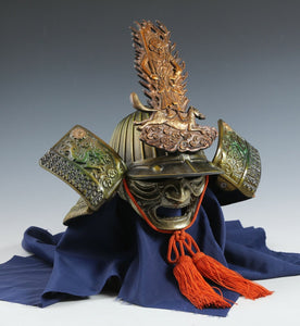 Samurai Beautiful Vintage Helmet -Izuna Gongen Kabuto with a Mask- Super Rare