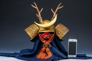 Japanese Samurai Helmet Middle Size -Shikanosuke Kabuto with a Mask- Tsushima