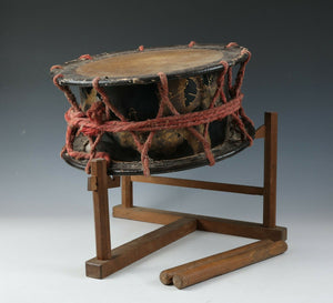 Old Vintage Japanese Traditional Drum Taiko with a stand -Traditional War Drums-