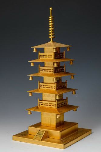 Japanese Old Vintage Brass Figure Five Storied Buddhism Pagoda 五重塔