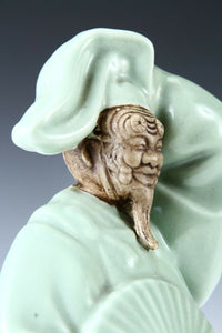 Japanese -Noh Okina Dancer Kutani Porcelain Figure- Great Product