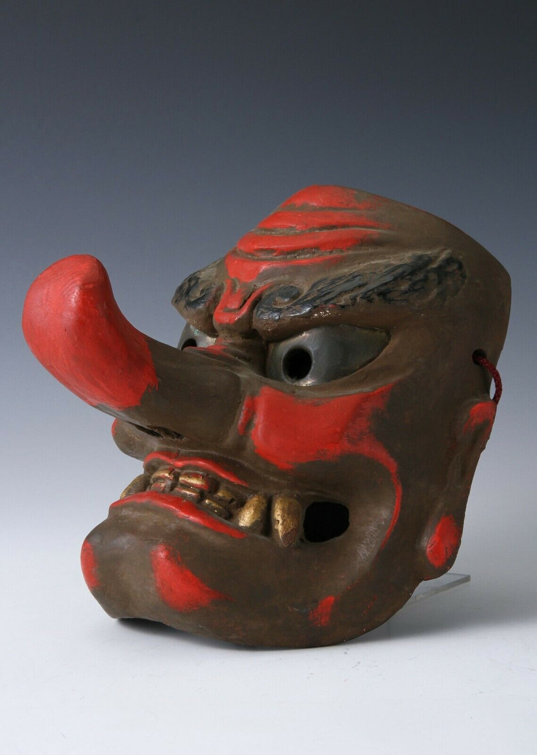 Old Vintage Japanese Paper Clay Noh Mask -Tengu- Braggart  Rare Product