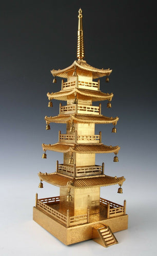 Japanese Old Vintage Brass Figure FIVE Storied PAGODA 五重塔