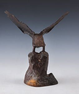 Japanese Old Vintage Bronze Small Hawk -Room Guardian Sculpture- Takaoka Product