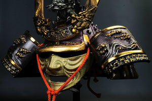 Japanese Samurai Kabuto Helmet -dragon purple helmet with a mask- Genji Tsushima