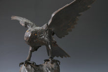 Antique Japanese Iron Hawk -Room Guardian Sculpture- Great Takaoka Product