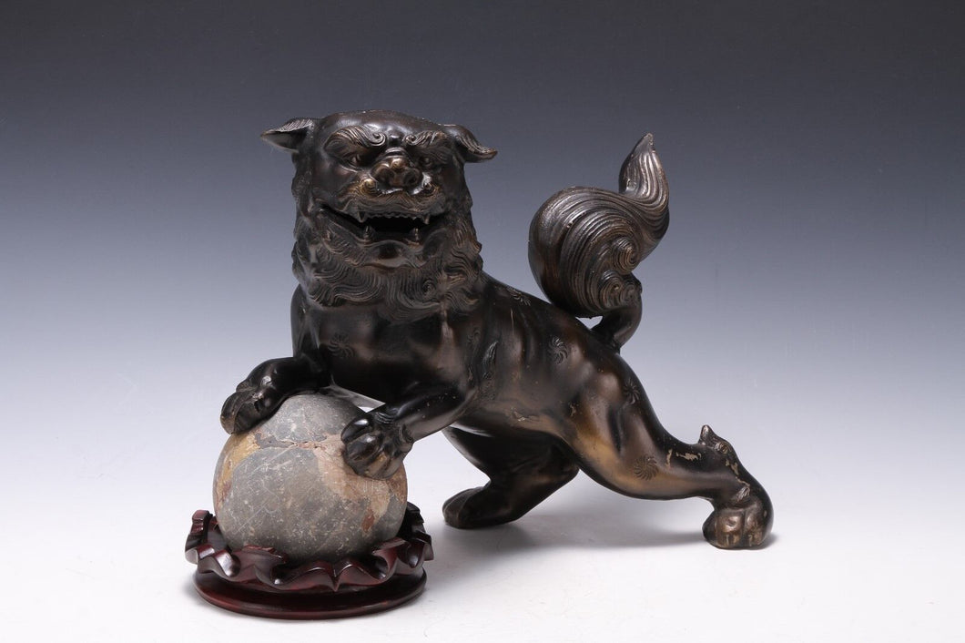 Japanese Legendary Leo Massive Bronze Figure Good Atmosphere Komainu