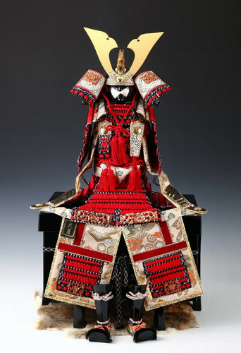 Japanese Beautiful Vintage Samurai Figure Red Color Doll -Yoshitoku Product-