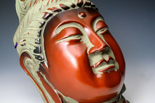 Nice Vintage Beautiful Paper Clay Buddhism Mask -Holy Kannon- Showa Period