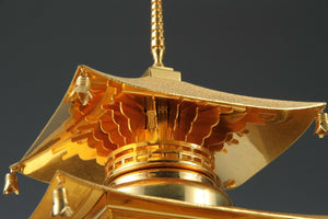 Beautiful Japanese Vintage Iron and Brass Figure -Buddhism Temple-