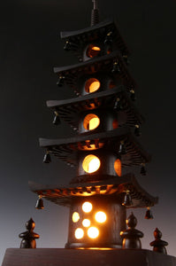 Japanese Vintage Wooden Figure Five Story Pagoda Lamp 五重塔