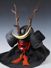 Black Power Japanese Samurai Helmet Middle Size -Shikanosuke Kabuto with a Mask-