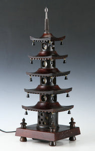 Japanese Vintage Wooden Figure Five Story Pagoda Lamp 五重塔