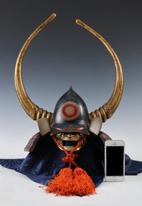 Old Vintage Japanese Samurai Helmet -Kuroda Nagamasa- with a mask Rare 黒田長政