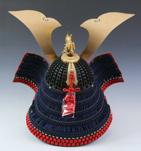 Beautiful Japanese Samurai Helmet -National Treasure Model- Pure Silk Tsushima