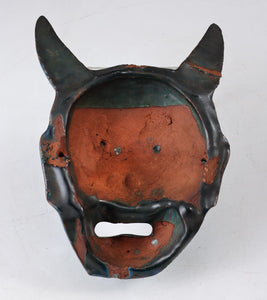 Authentic Old Vintage Japanese Glaze Pottery NOH MASK -Han-nya-