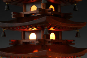 Japanese Vintage Wooden Figure FIVE STORY PAGODA Lamp 五重塔 Tsushima
