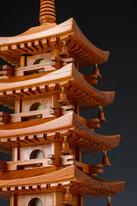 Japanese Old Vintage Wooden Figure FIVE STORIED PAGODA Lamp 五重塔