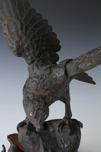 Antique Japanese Iron Hawk -Room Guardian Sculpture- Great Takaoka Product