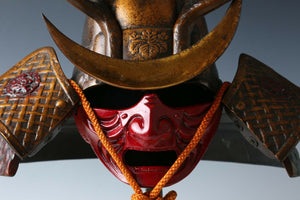 Old Vintage Samurai Helmet -Shikanosuke kabuto with a mask- Very Rare Tsushima