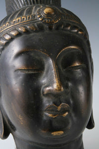 Old Vintage Beautiful Japanese Buddhism Bronze Mask -Kannon- 観音