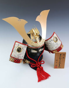 Beautiful Japanese Samurai Helmet -National Treasure Model- Pure Silk Tsushima