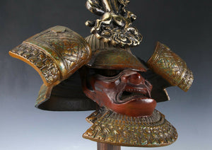 Extremely Rare Type Japanese Samurai Helmet -Buddhism Kabuto with a Mask-