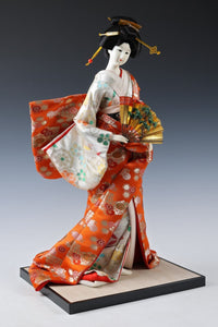 Japanese Vintage Geisha Doll -Traditional Fan- Oyama Doll 扇