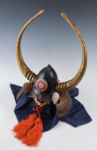 Old Vintage Japanese Samurai Helmet -Kuroda Nagamasa- with a mask Rare 黒田長政