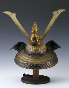 Japanese Vintage Massive Samurai Helmet -Yoshitsune Kabuto- with a mask Tsushima