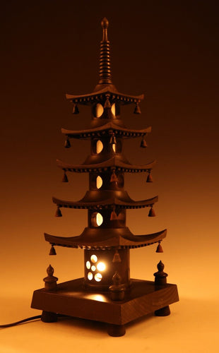 Japanese Old Vintage Wooden Figure Five Story Pagoda Lamp 五重塔