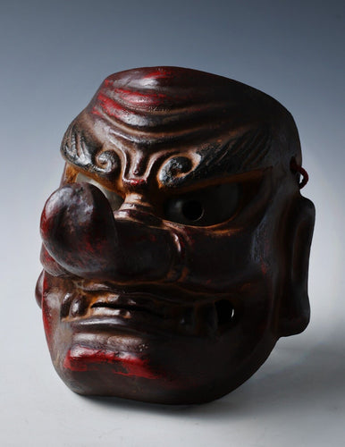 Old Vintage Japanese Paper Clay Noh Mask -Tengu- Braggart  Rare Product