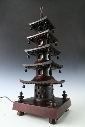 Japanese Vintage Wooden Figure Five Story Pagoda Lamp 五重塔