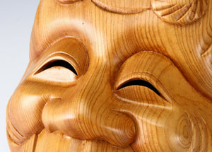 Beautiful Japanese Hinoki Wooden NOH MASK -Okina- 翁面