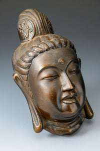 Old Vintage Beautiful Japanese Buddhism Bronze Mask -Kannon- 観音Tsushima