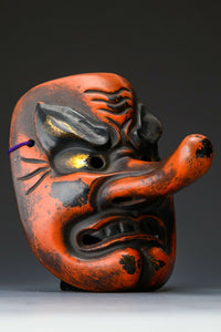 Vintage Japanese Paper Clay Buddhism Mask -Tengu- Buddhism Mask Plaque