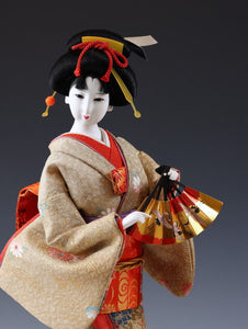 Vintage Classic Style Japanese Traditional Fan Geisha Doll -Oyama Doll- 舞扇