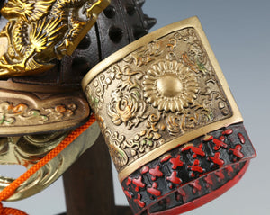 Massive Japanese Samurai Helmet -Great Dragon- with a mask Rare!!  源氏兜