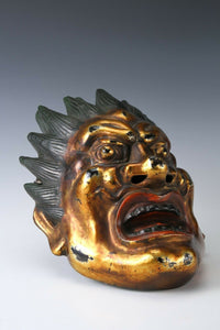 Old Vintage Plaster Buddhism Mask Plaque -Basara- Showa Product