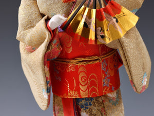 Vintage Classic Style Japanese Traditional Fan Geisha Doll -Oyama Doll- 舞扇