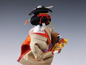 Vintage Classic Style Japanese Traditional Fan Geisha Doll -Oyama Doll- 舞扇