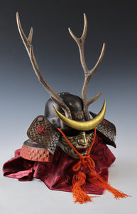 Japanese Vintage Great Samurai Helmet -Shikanosuke Kabuto- with a mask Tsushima