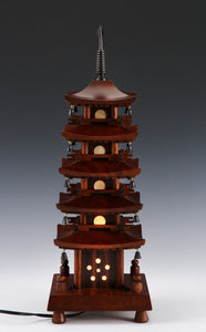 Japanese Vintage Wooden Figure FIVE STORY PAGODA Lamp 五重塔 Tsushima