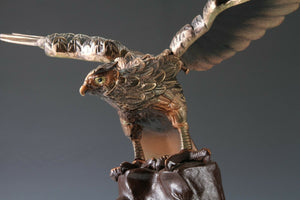 Japanese Iron Hawk -Room Guardian Sculpture- Great Takaoka Product Tsushima